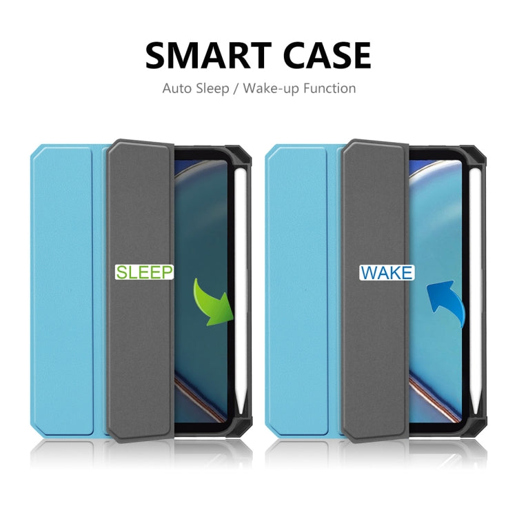 For iPad mini 2024 / mini 6 ENKAY Custer Texture Horizontal Flip PU+TPU Leather Tablet Case with Three-folding Holder & Sleep / Wake-up Function & Pen Holder(Dark Green) - free shipping - PMc TechLife - Order now!