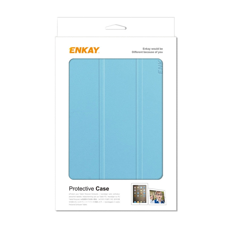 For iPad mini 2024 / mini 6 ENKAY Custer Texture Horizontal Flip PU+TPU Leather Tablet Case with Three-folding Holder & Sleep / Wake-up Function & Pen Holder(Light Blue) - free shipping - PMc TechLife - Order now!