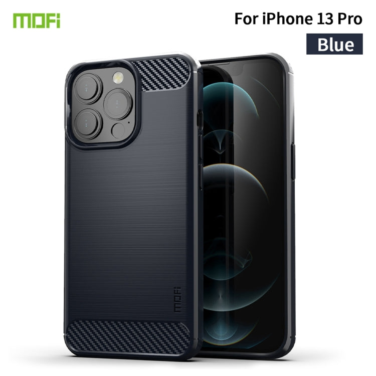 For iPhone 13 Pro MOFI Gentleness Series Brushed Texture Carbon Fiber Soft TPU Case  (Blue) - iPhone 13 Pro Cases by MOFI | Online Shopping South Africa | PMC TechLife | Buy Now Pay Later Mobicred