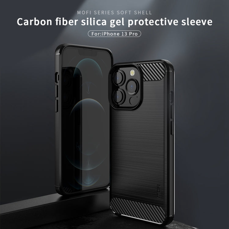 For iPhone 13 Pro MOFI Gentleness Series Brushed Texture Carbon Fiber Soft TPU Case  (Gray) - iPhone 13 Pro Cases by MOFI | Online Shopping South Africa | PMC TechLife | Buy Now Pay Later Mobicred