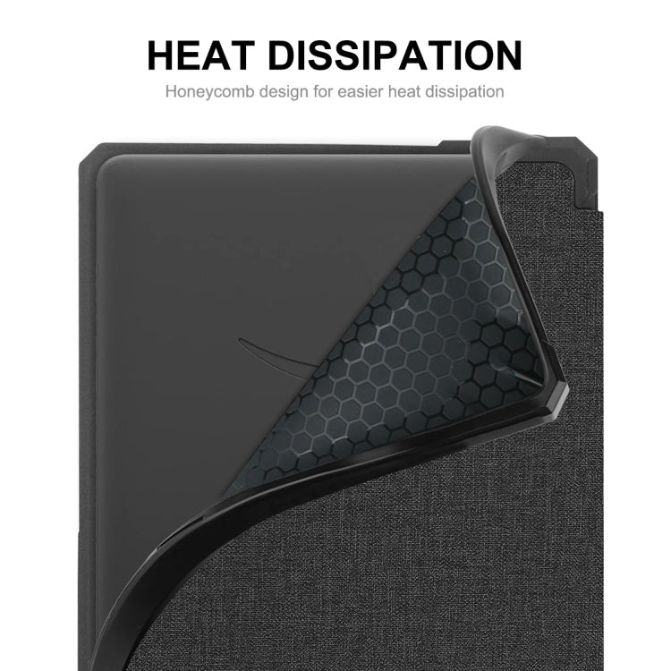 For Amazon Kindle Paperwhite 5 2021 ENKAY Solid Color Denim Texture Horizontal Flip Leather Tablet Case with Sleep / Wake-up Function(Black) - free shipping - PMC TechLife - Order now!