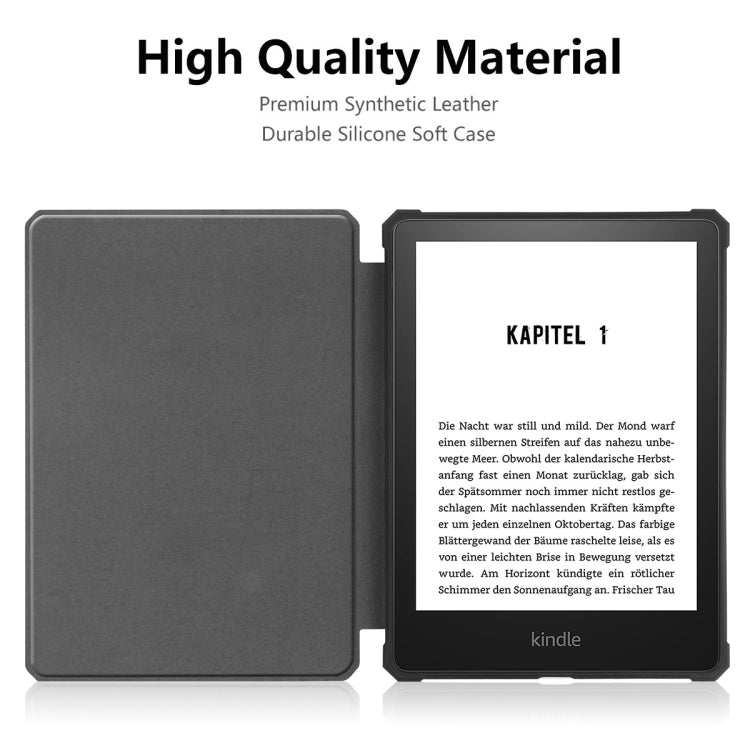 For Amazon Kindle Paperwhite 5 2021 ENKAY Solid Color Denim Texture Horizontal Flip Leather Tablet Case with Sleep / Wake-up Function(Black) - free shipping - PMC TechLife - Order now!