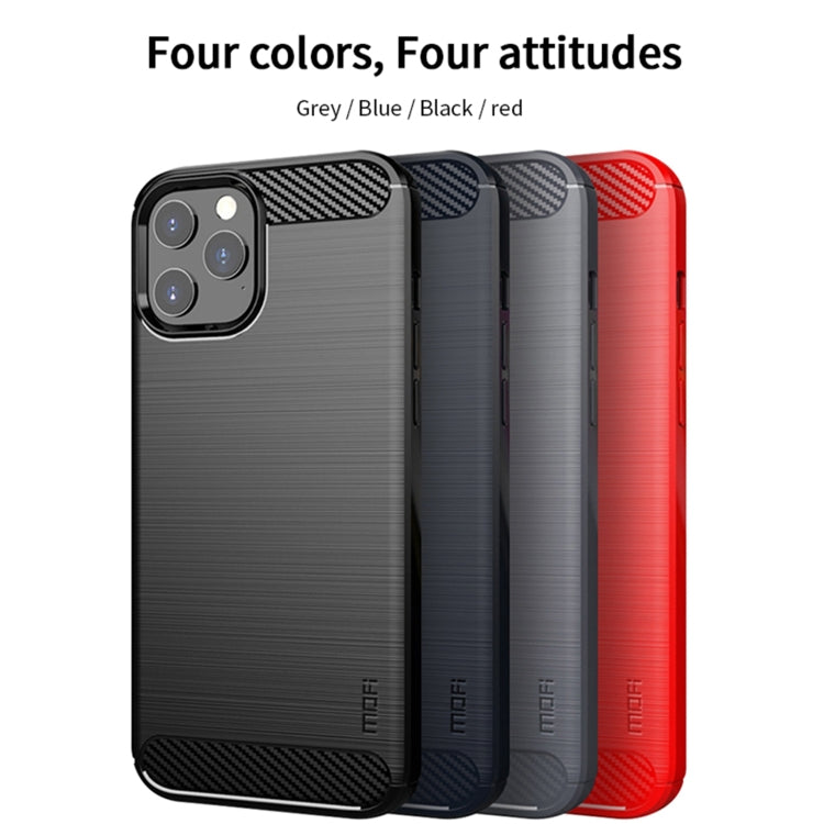 For iPhone 12 / 12 Pro MOF Gentleness Series Brushed Texture Carbon Fiber Soft TPU Case(Red) - iPhone 12 / 12 Pro Cases by MOFI | Online Shopping South Africa | PMC TechLife | Buy Now Pay Later Mobicred