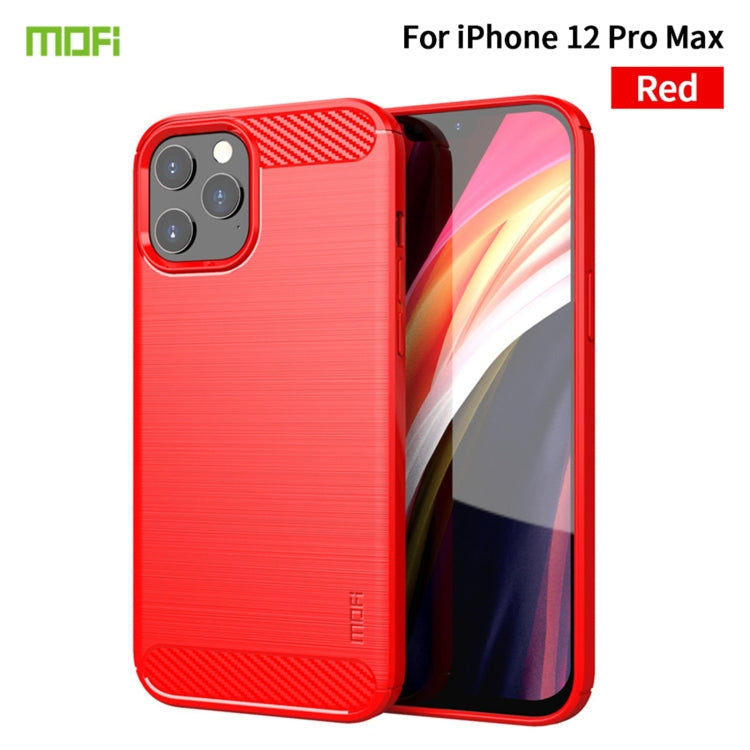 For iPhone 12 Pro Max MOF Gentleness Series Brushed Texture Carbon Fiber Soft TPU Case(Red) - iPhone 12 Pro Max Cases by MOFI | Online Shopping South Africa | PMC TechLife