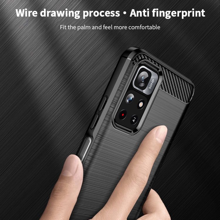 For Xiaomi Redmi Note11 / Poco M4 Pro 5G MOFI Gentleness Series Brushed Texture Carbon Fiber Soft TPU Phone Case(Blue) - Xiaomi Cases by MOFI | Online Shopping South Africa | PMC TechLife