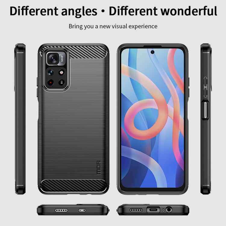 For Xiaomi Redmi Note11 / Poco M4 Pro 5G MOFI Gentleness Series Brushed Texture Carbon Fiber Soft TPU Phone Case(Red) - Xiaomi Cases by MOFI | Online Shopping South Africa | PMC TechLife
