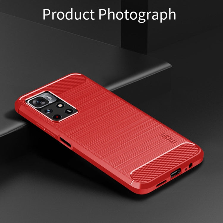 For Xiaomi Redmi Note11 / Poco M4 Pro 5G MOFI Gentleness Series Brushed Texture Carbon Fiber Soft TPU Phone Case(Red) - Xiaomi Cases by MOFI | Online Shopping South Africa | PMC TechLife