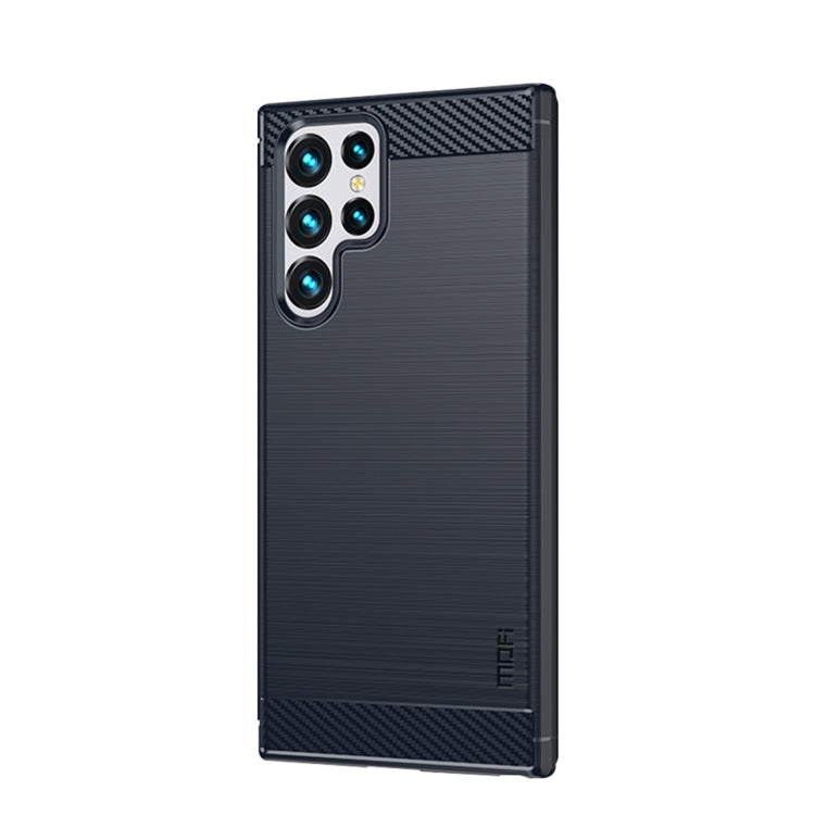 For Samsung Galaxy S22 Ultra 5G MOFI Gentleness Series Brushed Texture Carbon Fiber Soft TPU Case(Blue) - free shipping - PMC TechLife - Order now!
