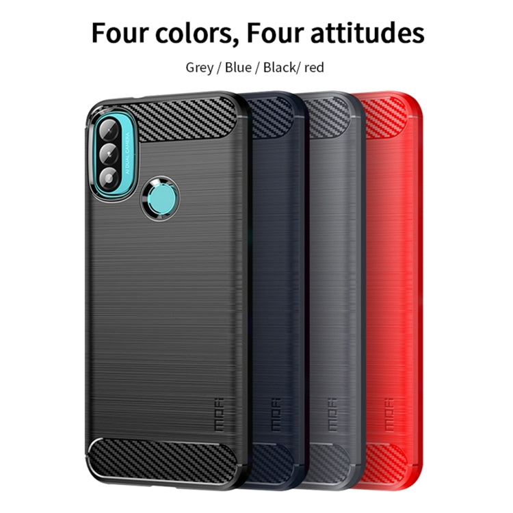 For Motorola Moto E20 / E30 / E40 MOFI Gentleness Series Brushed Texture Carbon Fiber Soft TPU Case(Red) - Motorola Cases by MOFI | Online Shopping South Africa | PMC TechLife | Buy Now Pay Later Mobicred