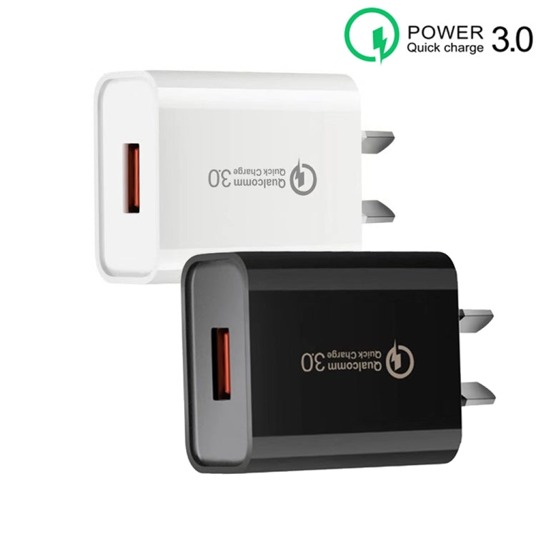 CA-25 QC3.0 USB 3A Fast Charger for Mobile Phone, AU Plug(Black) - USB Charger by PMC Jewellery | Online Shopping South Africa | PMC Jewellery | Buy Now Pay Later Mobicred
