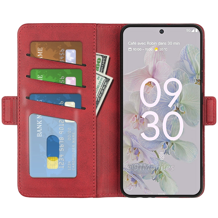 For Google Pixel 6a Dual-side Magnetic Buckle Leather Phone Case(Red) - Google Cases by PMC TechLife | Online Shopping South Africa | PMC TechLife | Buy Now Pay Later Mobicred
