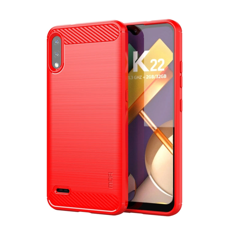 For LG K22 / K22 Plus MOFI Gentleness Brushed Carbon Fiber Soft TPU Case(Red) - free shipping - PMC TechLife - Order now!