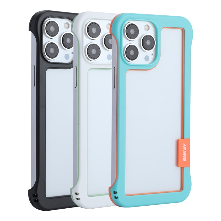 For iPhone 13 Pro ENKAY Frameless Hollow PC Case + Glass Film (Blue) - free shipping - PMC Jewellery - Order now!