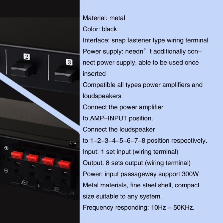 100W 1 In 8 Out Power Amplifier Box Distribute Switcher Loudspeaker -  by PMC TechLife | Online Shopping South Africa | PMC TechLife | Buy Now Pay Later Mobicred