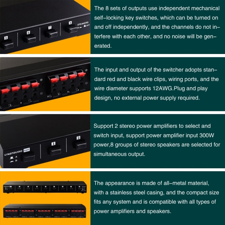100W 2 In 8 Out Power Amplifier Loudspeaker Box Switcher -  by PMC TechLife | Online Shopping South Africa | PMC TechLife | Buy Now Pay Later Mobicred