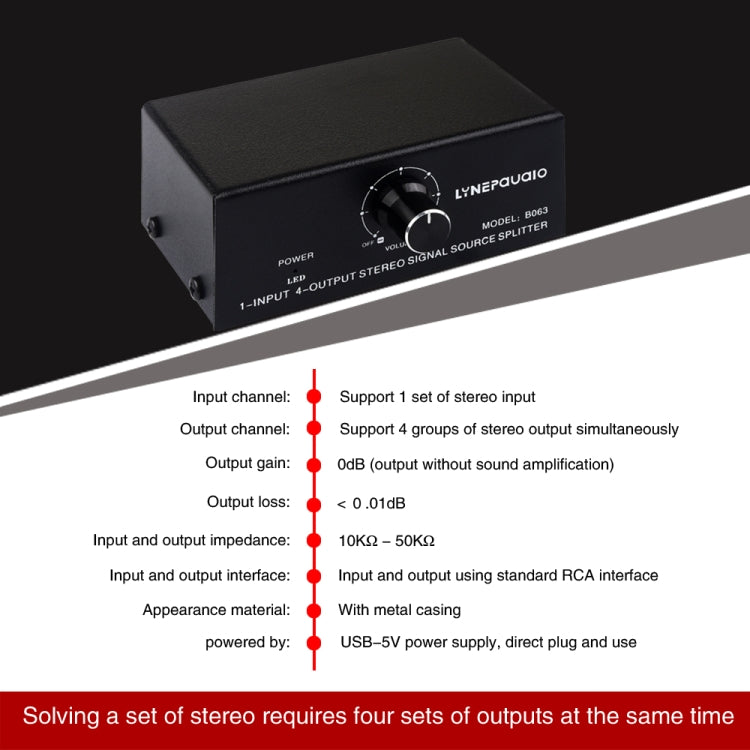 1 In 4 Out Audio Frequency Signal Distribute Device Non Consumption Output RCA Interface -  by PMC TechLife | Online Shopping South Africa | PMC TechLife | Buy Now Pay Later Mobicred