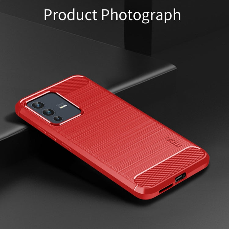 For vivo V23 5G/S12 MOFI Gentleness Series Brushed Texture Carbon Fiber Soft TPU Phone Case(Red) - vivo Cases by MOFI | Online Shopping South Africa | PMC TechLife