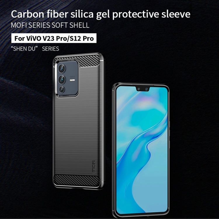 For vivo V23 Pro /S12 Pro MOFI Gentleness Series Brushed Texture Carbon Fiber Soft TPU Phone Case(Black) - vivo Cases by MOFI | Online Shopping South Africa | PMC TechLife
