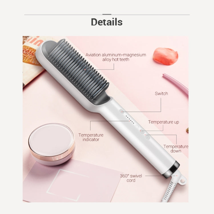 K-SKIN KD380 Hair Straightener Electric Straight Hair Curler Comb Brush PTC Heating Ceramic Straight Hair Brush, EU Plug(White) - free shipping - PMC TechLife - Order now!