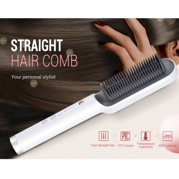 K-SKIN KD380 Hair Straightener Electric Straight Hair Curler Comb Brush PTC Heating Ceramic Straight Hair Brush, EU Plug(White) - free shipping - PMC TechLife - Order now!