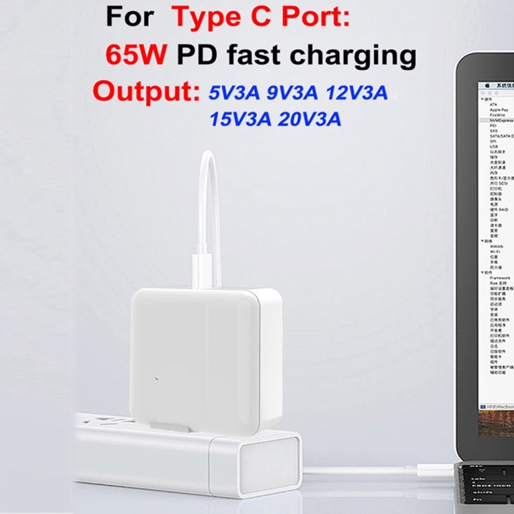 PD-65W USB-C / Type-C + QC3. 0 USB Laptop Charging Adapter, EU Plug / US Plug(White) - Cable & Adapter by PMC Jewellery | Online Shopping South Africa | PMC Jewellery | Buy Now Pay Later Mobicred