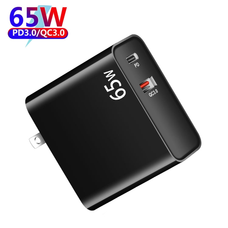 PD-65W USB-C / Type-C + QC3. 0 USB Laptop Charging Adapter + 1.8m USB-C / Type-C to MagSafe 1 / L Head Data Cable, EU Plug / US Plug(Black) - Cable & Adapter by PMC Jewellery | Online Shopping South Africa | PMC Jewellery | Buy Now Pay Later Mobicred