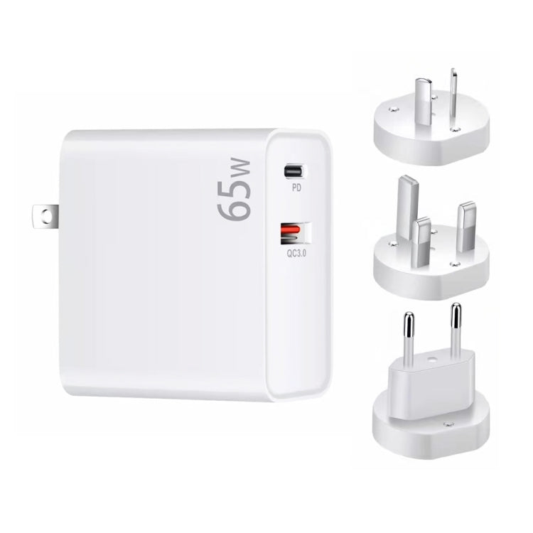 PD-65W USB-C / Type-C + QC3. 0 USB Laptop Charging Adapter + 1.8m USB-C / Type-C to MagSafe 1 / L Head Data Cable,  AU Plug / EU Plug / US Plug / UK Plug(White) - Cable & Adapter by PMC Jewellery | Online Shopping South Africa | PMC Jewellery | Buy Now Pay Later Mobicred