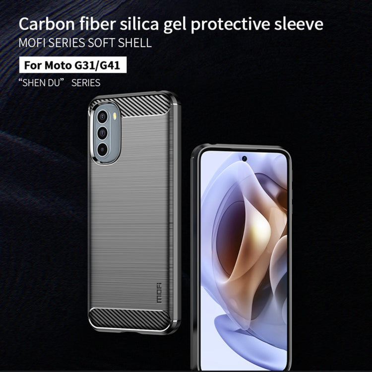 For Motorola Moto G31/G41 MOFI Gentleness Series Brushed Texture Carbon Fiber TPU Phone Case(Blue) - Motorola Cases by MOFI | Online Shopping South Africa | PMC TechLife | Buy Now Pay Later Mobicred