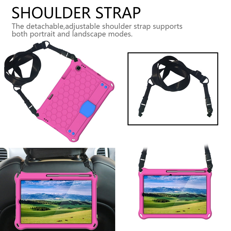 For Lenovo X306 / X606 / K10 Honeycomb EVA + PC Shockproof Tablet Case with Strap(Rose Red+Blue) - Lenovo by PMC TechLife | Online Shopping South Africa | PMC TechLife | Buy Now Pay Later Mobicred