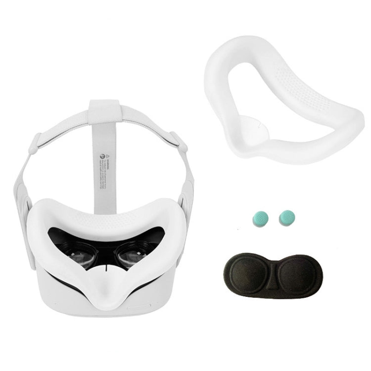 JD-391215 Suitable for Oculus Quest2 Generation VR Eye Mask Silicone Cover + Lens Cover Set(white) - VR Accessories by PMC TechLife | Online Shopping South Africa | PMC TechLife | Buy Now Pay Later Mobicred