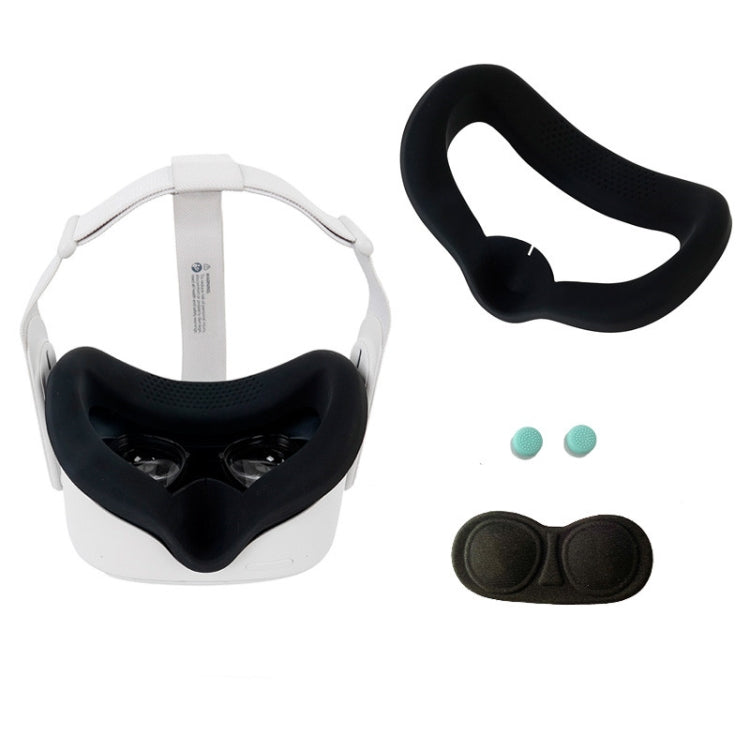JD-391215 Suitable for Oculus Quest2 Generation VR Eye Mask Silicone Cover + Lens Cover Set(black) - VR Accessories by PMC TechLife | Online Shopping South Africa | PMC TechLife | Buy Now Pay Later Mobicred