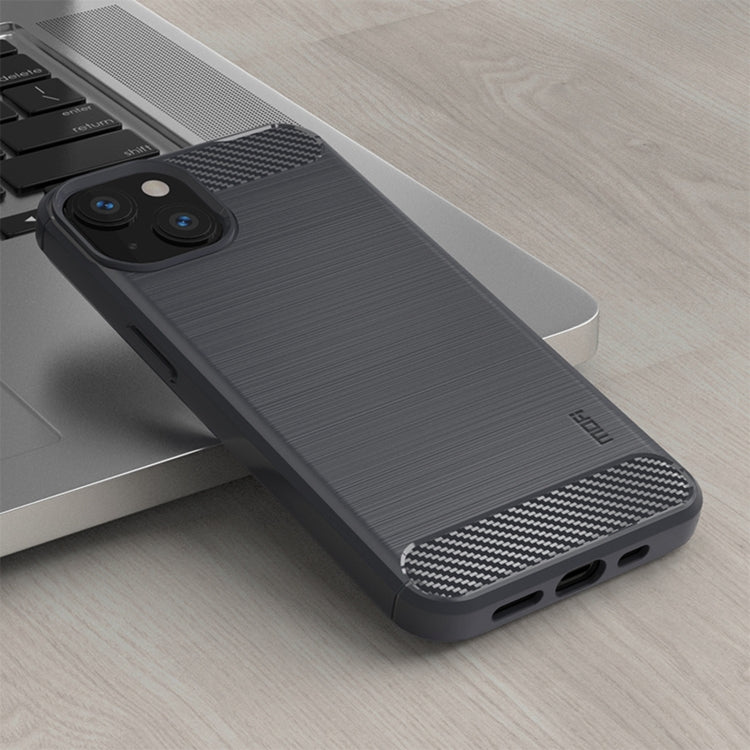 For iPhone 14 MOFI Gentleness Brushed Texture Carbon Fiber TPU Phone Case (Gray) - iPhone 14 Cases by MOFI | Online Shopping South Africa | PMC TechLife
