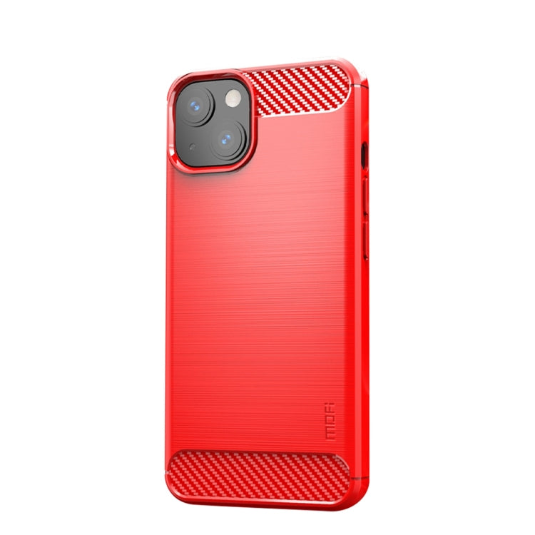 For iPhone 14 MOFI Gentleness Brushed Texture Carbon Fiber TPU Phone Case (Red) - iPhone 14 Cases by MOFI | Online Shopping South Africa | PMC TechLife | Buy Now Pay Later Mobicred