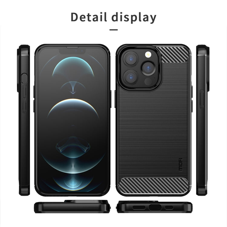 For iPhone 14 Pro MOFI Gentleness Brushed Texture Carbon Fiber TPU Phone Case (Black) - iPhone 14 Pro Cases by MOFI | Online Shopping South Africa | PMC TechLife