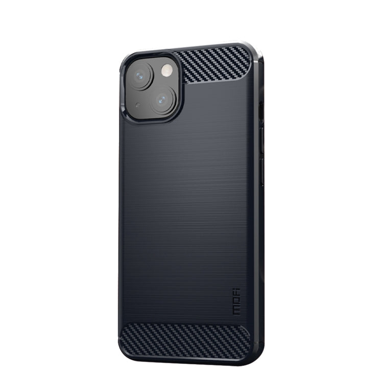 For iPhone 14 Plus MOFI Gentleness Brushed Texture Carbon Fiber TPU Phone Case  (Blue) - iPhone 14 Plus Cases by MOFI | Online Shopping South Africa | PMC TechLife