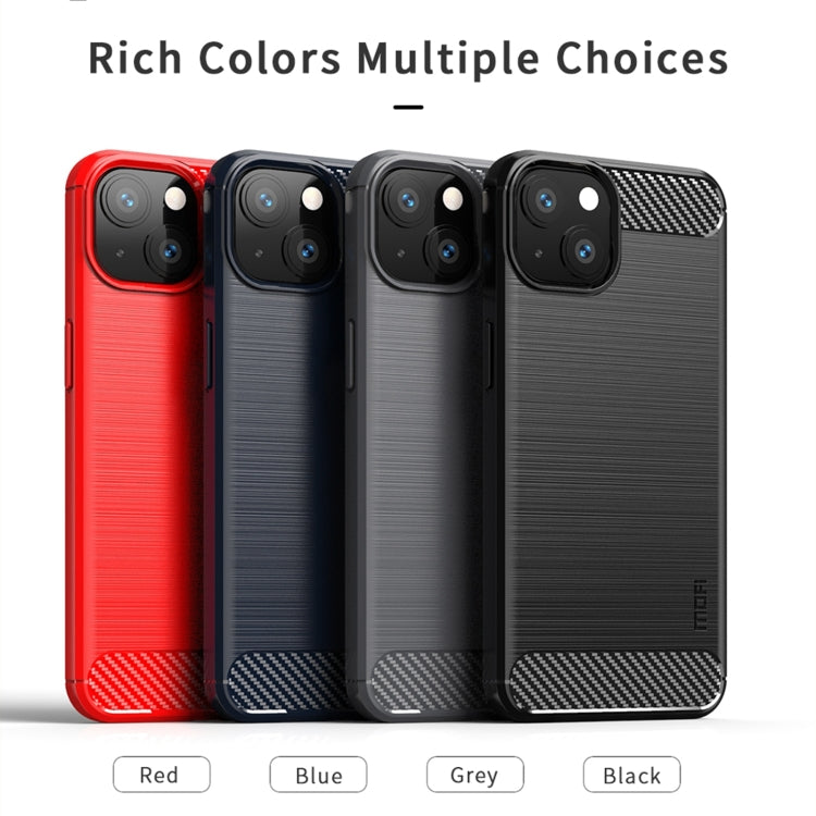 For iPhone 14 Plus MOFI Gentleness Brushed Texture Carbon Fiber TPU Phone Case  (Red) - iPhone 14 Plus Cases by MOFI | Online Shopping South Africa | PMC TechLife