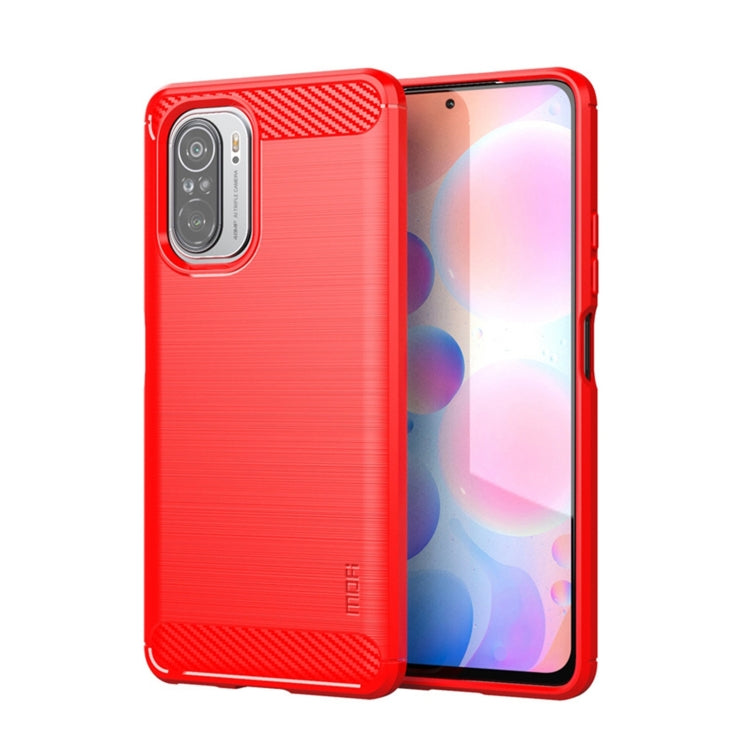 For Xiaomi Redmi Note 11T Pro 5G / 11T Pro Plus 5G MOFI Gentleness Series Brushed Texture Carbon Fiber Soft TPU Case(Red) -  by MOFI | Online Shopping South Africa | PMC TechLife