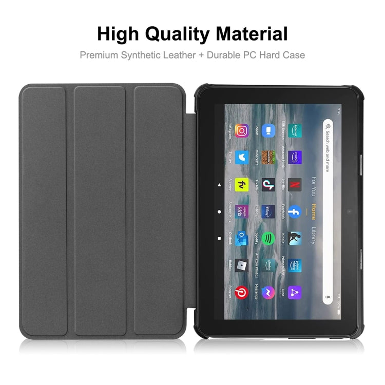 For Amazon Fire 7 12th 2022 ENKAY Smart Leather Tablet Case(Grey) - Amazon by ENKAY | Online Shopping South Africa | PMC TechLife | Buy Now Pay Later Mobicred