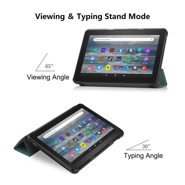 For Amazon Fire 7 12th 2022 ENKAY Smart Leather Tablet Case(Dark Blue) - Amazon by ENKAY | Online Shopping South Africa | PMC TechLife | Buy Now Pay Later Mobicred