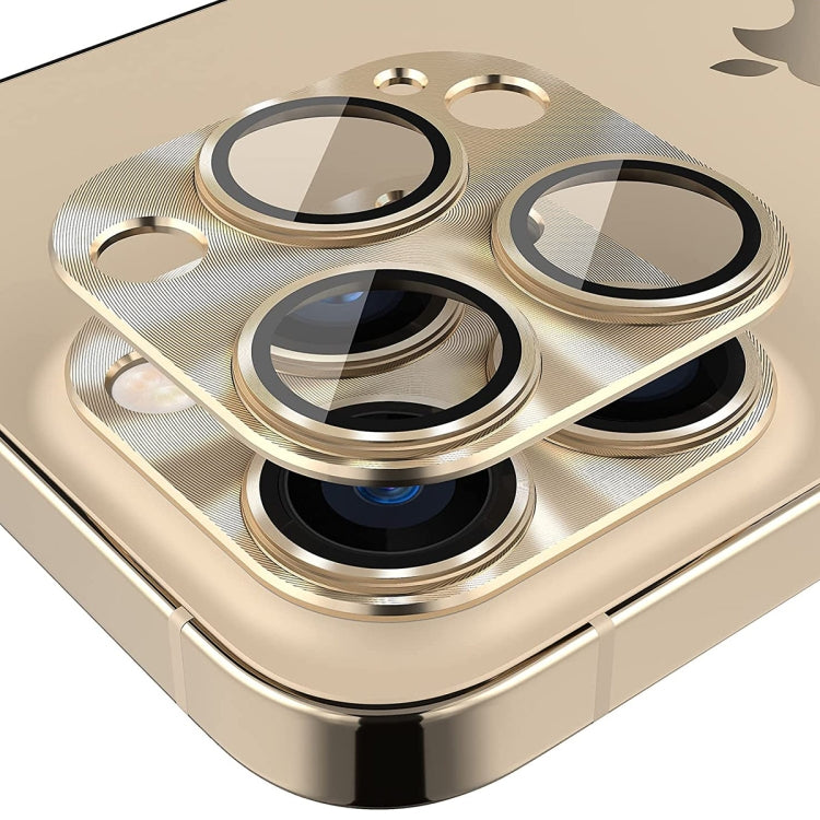 ENKAY Aluminium Alloy Tempered Glass Lens Cover Film For iPhone 14 Pro / 14 Pro Max(Gold) - Back Protector by ENKAY | Online Shopping South Africa | PMC TechLife | Buy Now Pay Later Mobicred