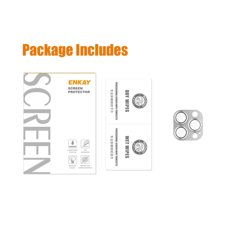 ENKAY Aluminium Alloy Tempered Glass Lens Cover Film For iPhone 14 Pro / 14 Pro Max(Gold) - Back Protector by ENKAY | Online Shopping South Africa | PMC TechLife | Buy Now Pay Later Mobicred