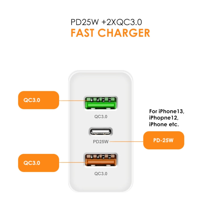 45W PD3.0 + 2 x QC3.0 USB Multi Port Quick Charger, UK Plug(White) - USB Charger by PMC Jewellery | Online Shopping South Africa | PMC Jewellery | Buy Now Pay Later Mobicred