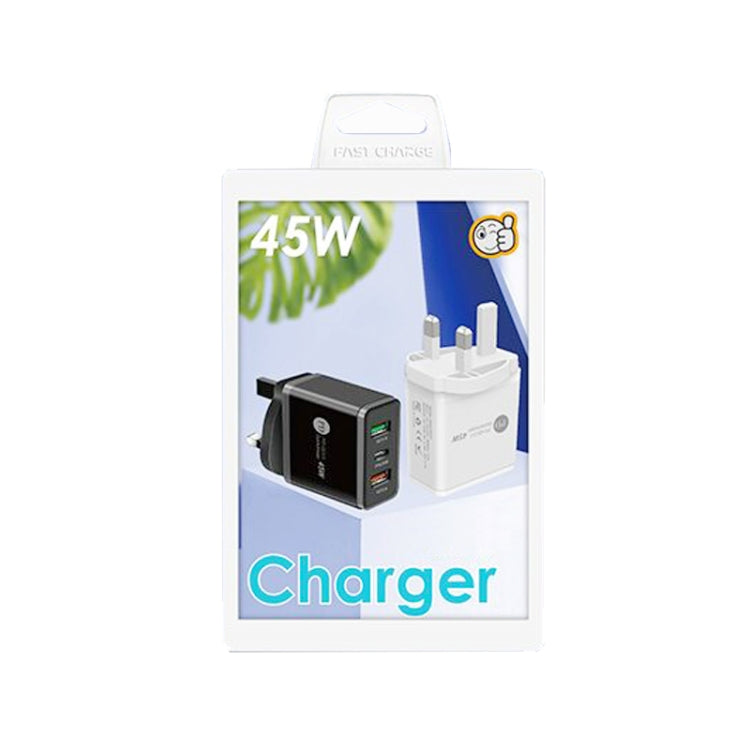 45W PD3.0 + 2 x QC3.0 USB Multi Port Quick Charger, UK Plug(White) - USB Charger by PMC Jewellery | Online Shopping South Africa | PMC Jewellery | Buy Now Pay Later Mobicred