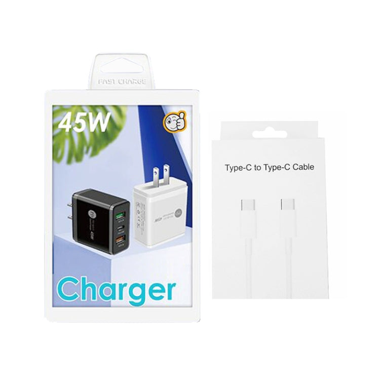 45W PD3.0 + 2 x QC3.0 USB Multi Port Charger with Type-C to Type-C Cable, US Plug(White) - USB Charger by PMC TechLife | Online Shopping South Africa | PMC TechLife | Buy Now Pay Later Mobicred