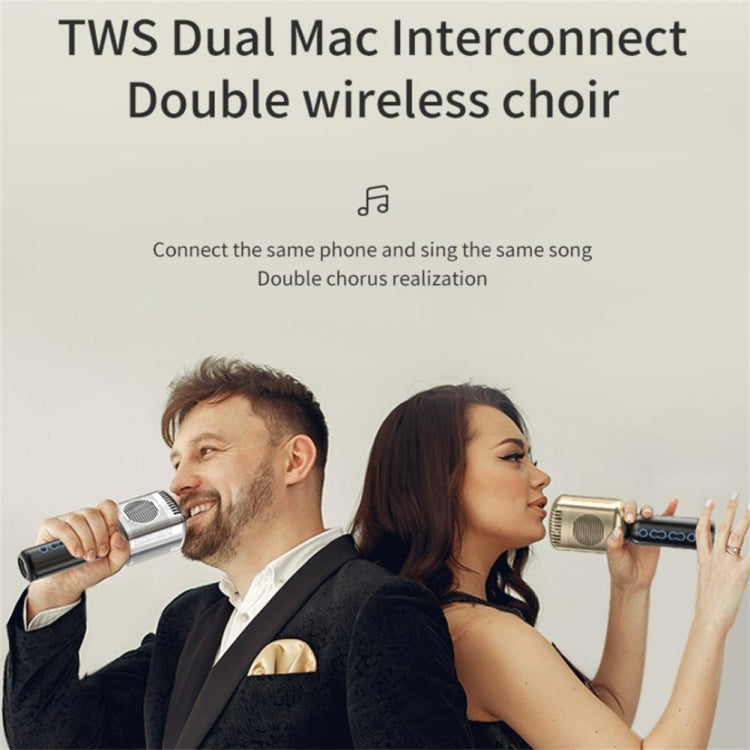KM600 Wireless Microphone TWS Handheld Noise Reduction Smart Bluetooth-compatible Condenser Mic Music Player for Singing(Sliver) - Microphone by PMC TechLife | Online Shopping South Africa | PMC TechLife | Buy Now Pay Later Mobicred