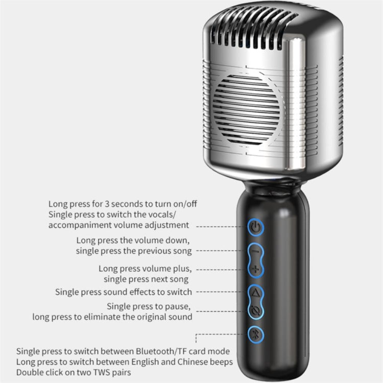 KM600 Wireless Microphone TWS Handheld Noise Reduction Smart Bluetooth-compatible Condenser Mic Music Player for Singing(Gold) - Microphone by PMC TechLife | Online Shopping South Africa | PMC TechLife | Buy Now Pay Later Mobicred