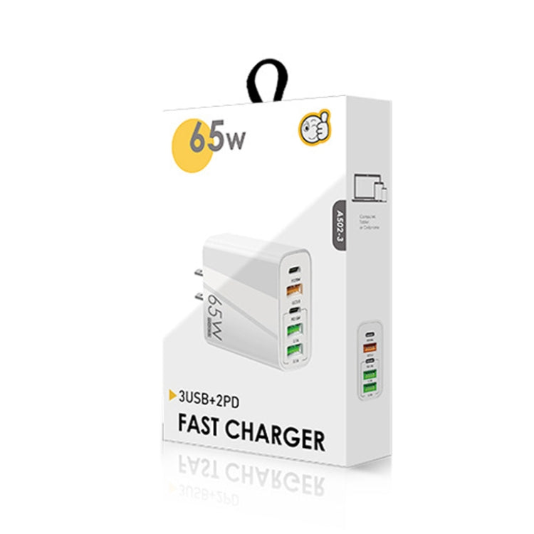 65W Dual PD Type-C + 3 x USB Multi Port Charger for Phone and Tablet PC, US Plug(Black) - free shipping - PMC Jewellery - Order now!