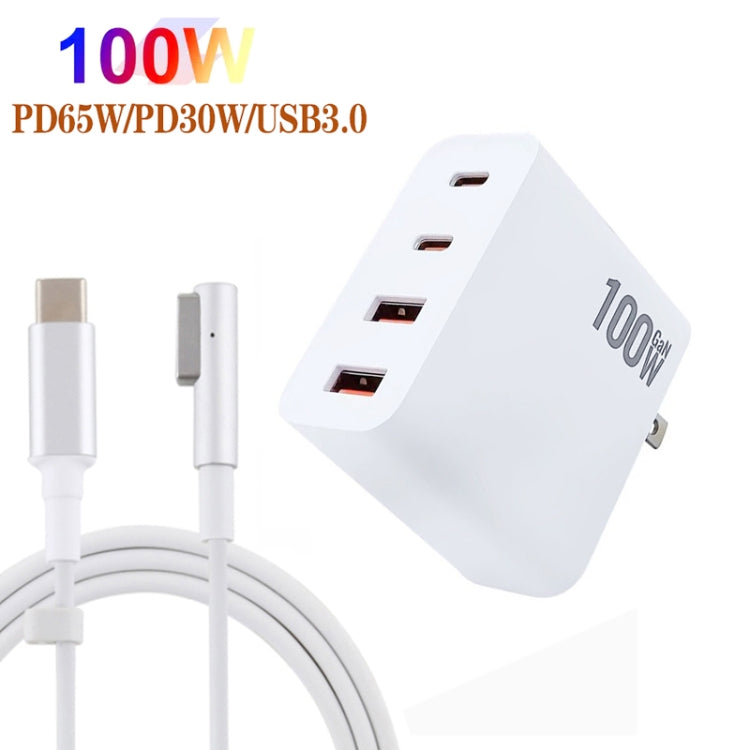 GaN 100W Dual USB+Dual USB-C/Type-C Multi Port Charger with  1.8m Type-C to MagSafe 1 / L Header Data Cable US / EU / UK / AU Plug - free shipping - PMC Jewellery - Order now!