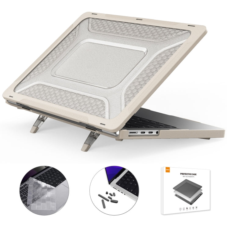 For MacBook Pro 14.2 A2442/A2779 2023 ENKAY Hat-Prince 3 in 1 Protective Bracket  Case Cover Hard Shell with TPU Keyboard Film / Anti-dust Plugs, Version:EU(Khaki) - free shipping - PMC Jewellery - Order now!