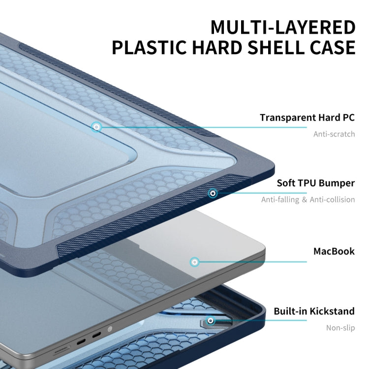 For MacBook Pro 14.2 A2442/A2779 2023 ENKAY Hat-Prince 3 in 1 Protective Bracket  Case Cover Hard Shell with TPU Keyboard Film / Anti-dust Plugs, Version:EU(Blue) - free shipping - PMC Jewellery - Order now!